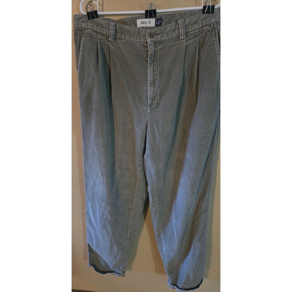 Vintage 90s GAP Easy Fit Corduroy Pants Mens 38x34 Olive Green Wide Wale Baggy